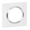 Legrand Plaque de finition 1 poste Dooxie 6 008 41 coloris blanc mat avec bague effet chrome l.87 x P.10 x H.87 mm