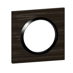 Legrand Plaque De Finition Pour Interrupteur Et Prise À Composer-Plaque de finition 1 poste Dooxie 6 008 81 coloris bois ébène avec bague noire brillante l.87 x P.10 x H.87 mm