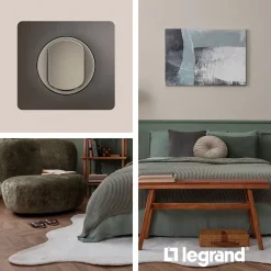 Legrand Plaque de finition 1 poste Céliane CP1021 coloris gris cendré l.90 x P.9 x H.82 mm