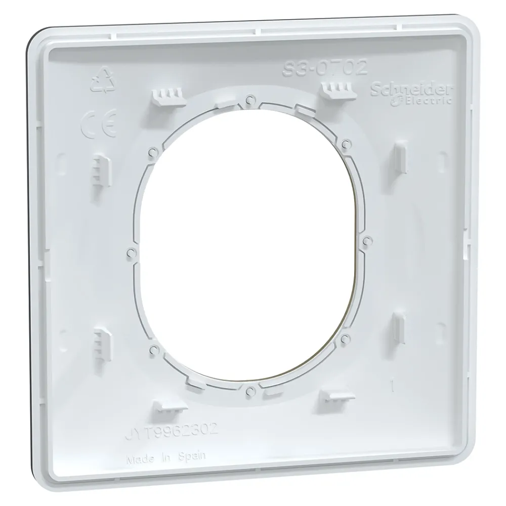 Schneider Electric Plaque de finition 1 poste Ovalis S340702E coloris anthracite avec liseré laiton l.87 x P.10 x H.87 mm