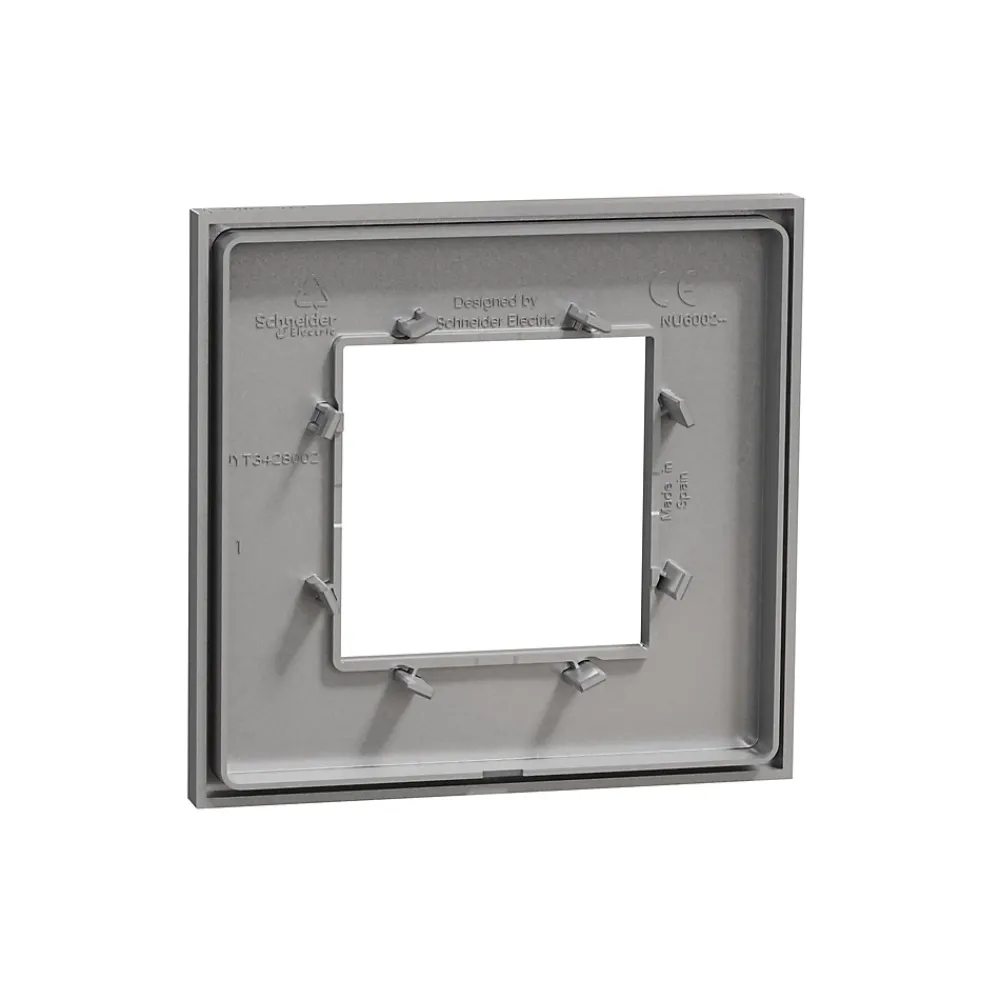 Schneider Electric Plaque de finition 1 poste Unica Déco Essentielle NU600230 coloris aluminium l.88,6 x P.10,25 x H.85 mm