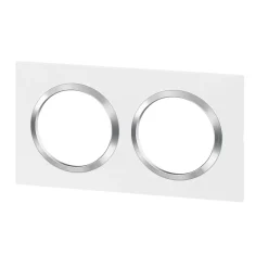 Legrand Plaque de finition 2 postes Dooxie 6 008 42 coloris blanc mat avec bague effet chrome l.158 x P.10 x H.87 mm