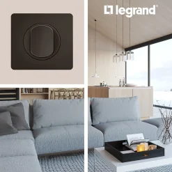 Legrand Plaque de finition 2 postes Céliane CP0122 coloris noir mat l.161 x P.9 x H.82 mm
