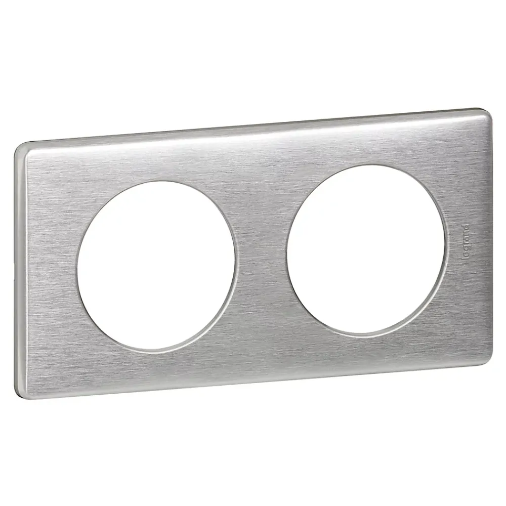 Legrand Plaque de finition 2 postes Céliane 0 998 66 coloris aluminium l.161 x P.9 x H.82 mm