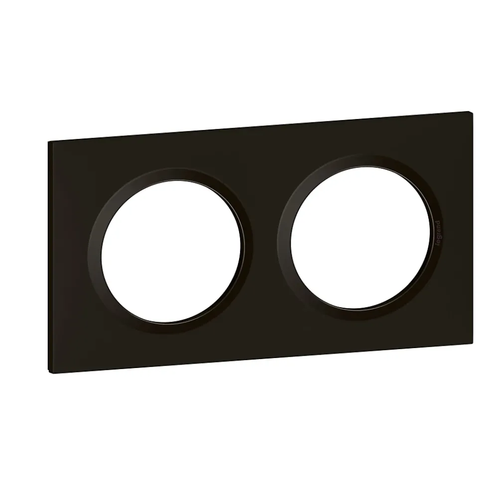 Legrand Plaque De Finition Pour Interrupteur Et Prise À Composer-Plaque de finition 2 postes Dooxie 6 008 62 coloris noir velours l.158 x P.10 x H.87 mm