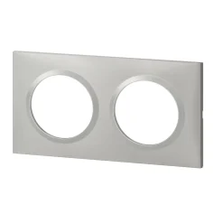 Legrand Plaque De Finition Pour Interrupteur Et Prise À Composer-Plaque de finition 2 postes Dooxie 6 008 52 coloris aluminium l.158 x P.10 x H.87 mm