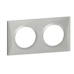Legrand Plaque De Finition Pour Interrupteur Et Prise À Composer-Plaque de finition 2 postes Dooxie 6 008 52 coloris aluminium l.158 x P.10 x H.87 mm