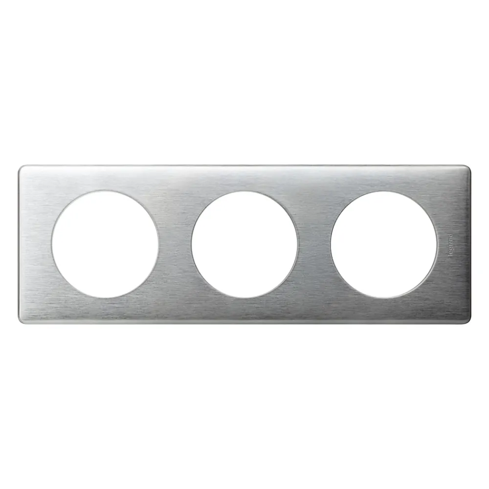 Legrand Plaque de finition 3 postes Céliane 0 998 67 coloris aluminium l.232 x P.9 x H.82 mm