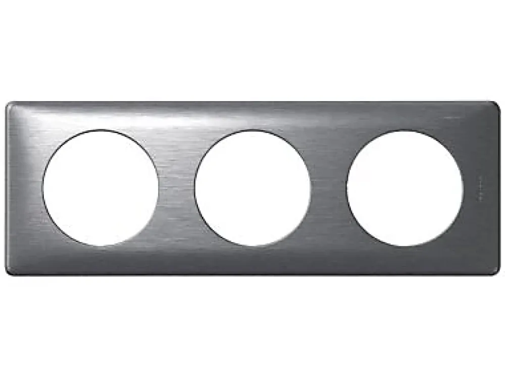 Legrand Plaque de finition 3 postes Céliane 0 998 67 coloris aluminium l.232 x P.9 x H.82 mm