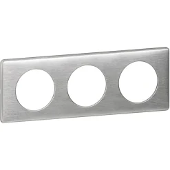 Legrand Plaque de finition 3 postes Céliane 0 998 67 coloris aluminium l.232 x P.9 x H.82 mm