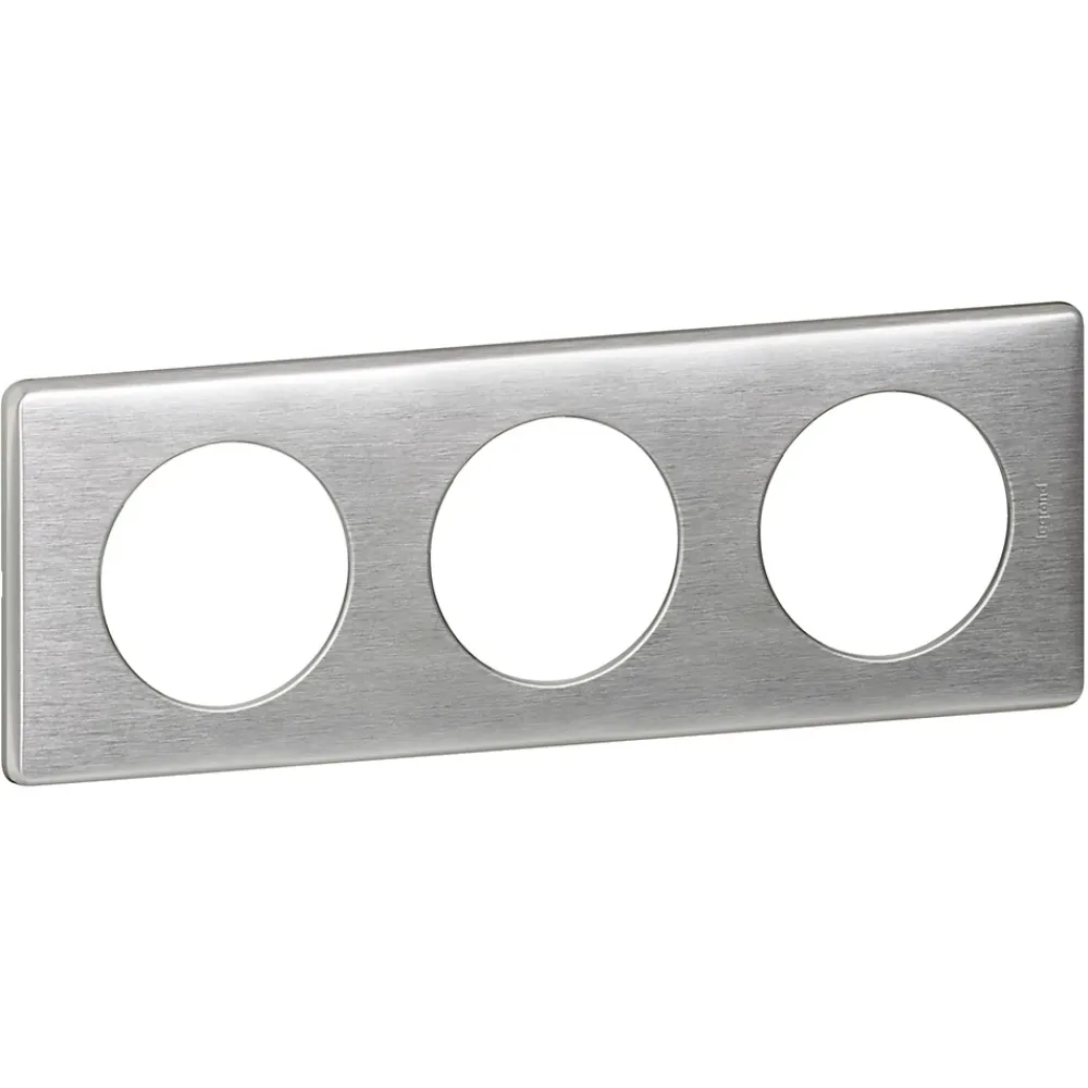 Legrand Plaque de finition 3 postes Céliane 0 998 67 coloris aluminium l.232 x P.9 x H.82 mm