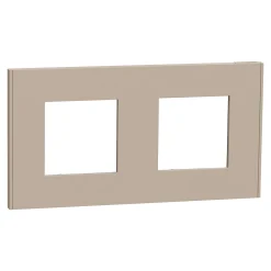 Schneider Electric Plaque de finition 2 postes Unica Déco Essentielle NU600426 coloris taupe l.159,6 x P.10,25 x H.85 mm