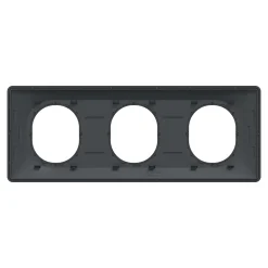 Schneider Electric Plaque De Finition Pour Interrupteur Et Prise À Composer-Plaque de finition 3 postes Ovalis S340706E coloris anthracite avec liseré laiton l.229 x P.10 x H.87 mm
