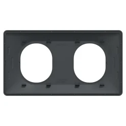 Schneider Electric Plaque De Finition Pour Interrupteur Et Prise À Composer-Plaque de finition 2 postes Ovalis S340704E coloris anthracite avec liseré laiton l.158 x P.10 x H.87 mm