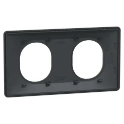 Schneider Electric Plaque De Finition Pour Interrupteur Et Prise À Composer-Plaque de finition 2 postes Ovalis S340704E coloris anthracite avec liseré laiton l.158 x P.10 x H.87 mm