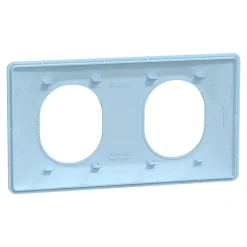 Schneider Electric Plaque de finition 2 postes Ovalis S320704C coloris bleu azurin l.158 x P.10 x H.87 mm