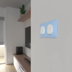 Schneider Electric Plaque de finition 2 postes Ovalis S320704C coloris bleu azurin l.158 x P.10 x H.87 mm