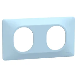 Schneider Electric Plaque de finition 2 postes Ovalis S320704C coloris bleu azurin l.158 x P.10 x H.87 mm