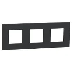 Schneider Electric Plaque de finition 3 postes Unica Déco Essentielle NU600654 coloris anthracite l.230,6 x P.10,25 x H.85 mm