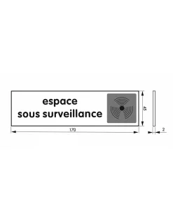 Thirard Panneau De Signalisation-Plaque de signalisation Espace sous surveillance, plexiglass adhésif, 170x45mm -