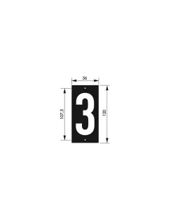 Thirard Chiffre Et Lettre Pour Maison-Plaque de signalisation 3, marquage blanc sur fond noir, panneau ABS à visser, 56x120mm -