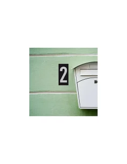 Thirard Plaque de signalisation 2, marquage blanc sur fond noir, panneau ABS à visser, 56x120mm -