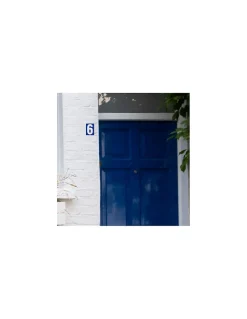 Thirard Plaque de signalisation 6, marquage blanc sur fond bleu, panneau PVC adhésif, 65x90mm -