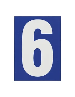 Thirard Plaque de signalisation 6, marquage blanc sur fond bleu, panneau PVC adhésif, 65x90mm -