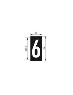 Thirard Plaque de signalisation 6, marquage blanc sur fond noir, panneau ABS à visser, 56x120mm -