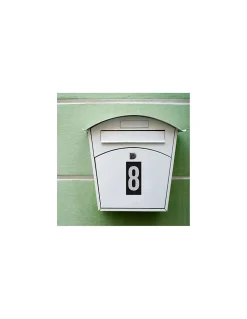 Thirard Plaque de signalisation 8, marquage blanc sur fond noir, panneau ABS à visser, 56x120mm -