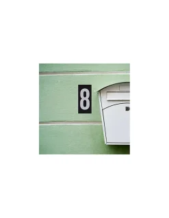 Thirard Plaque de signalisation 8, marquage blanc sur fond noir, panneau ABS à visser, 56x120mm -
