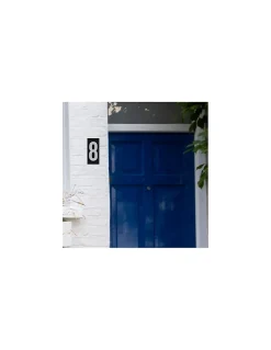 Thirard Plaque de signalisation 8, marquage blanc sur fond noir, panneau ABS à visser, 56x120mm -