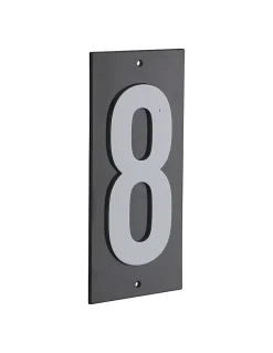Thirard Plaque de signalisation 8, marquage blanc sur fond noir, panneau ABS à visser, 56x120mm -