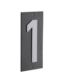Thirard Plaque de signalisation 1, marquage blanc sur fond noir, panneau ABS à visser, 56x120mm -
