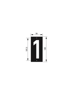 Thirard Plaque de signalisation 1, marquage blanc sur fond noir, panneau ABS à visser, 56x120mm -