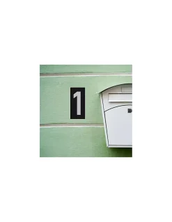 Thirard Plaque de signalisation 1, marquage blanc sur fond noir, panneau ABS à visser, 56x120mm -