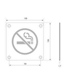 Thirard Plaque de signalisation Non Fumeur , à visser, inox brossé, marquage noir, 100x100mm -