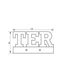 Thirard Plaque de signalisation TER, alliage à visser, hauteur 80mm, noir -