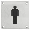 Thirard Plaque de signalisation WC Homme , à visser, inox brossé, marquage noir, 100x100mm -