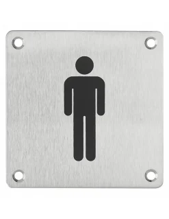Thirard Plaque de signalisation WC Homme , à visser, inox brossé, marquage noir, 100x100mm -
