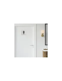 Thirard Plaque de signalisation WC Homme , à visser, inox brossé, marquage noir, 100x100mm -