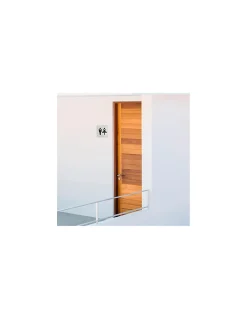 Thirard Panneau De Signalisation-Plaque de signalisation WC Mixte , à visser, inox brossé, marquage noir, 100x100mm -