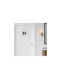 Thirard Panneau De Signalisation-Plaque de signalisation WC Mixte , à visser, inox brossé, marquage noir, 100x100mm -
