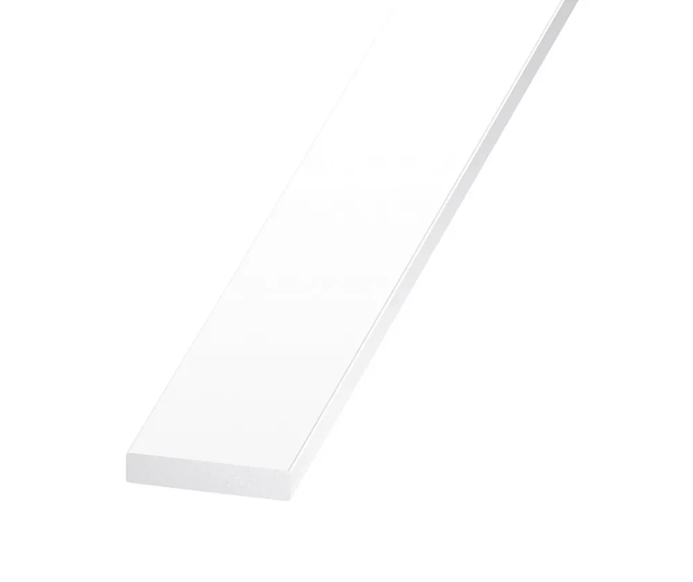 Profilé-Plat PVC blanc 25 x 5 mm, 2 m Polychlorure de vinyle (PVC)