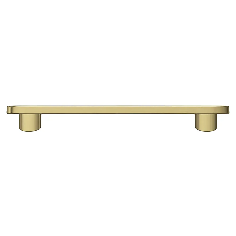 GoodHome Poignée de meuble arrondi Minzh aluminium effet laiton satin doré l.121mm x l.25mm x H. 16mm entraxe 96mm