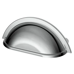 GoodHome Poignée de meuble demi-ronde Govlin effet chromé gris l.81mm x l.30mm x H. 30mm entraxe 64mm
