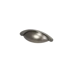 Poignée de meuble demi-ronde Rohan effet étain satin gris l.104mm x l.30mm x H. 26mm entraxe 64mm