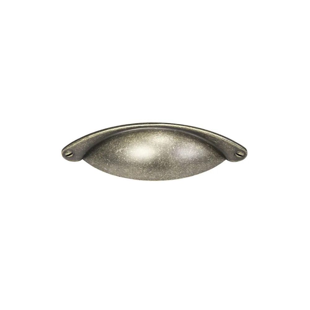 Poignée de meuble demi-ronde Rohan effet laiton antique satin doré l.120mm x l.30mm x H. 25mm entraxe 80mm