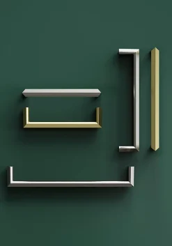 GoodHome Poignée De Meuble-Poignée de meuble Droit Keri effet nickel satin gris l.106mm x l.11mm x H. 27mm entraxe 96mm