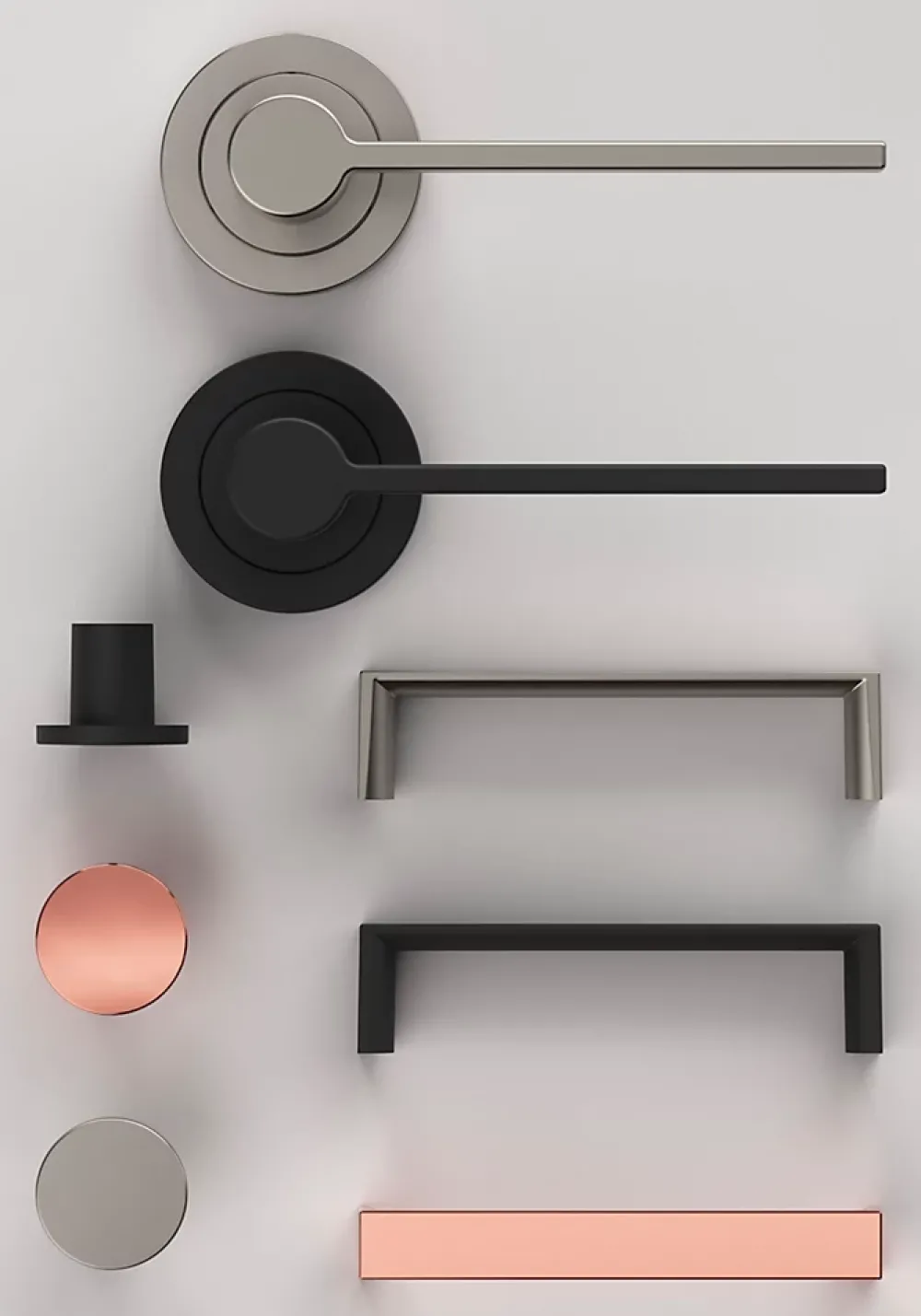 GoodHome Poignée de meuble Droit Dotz effet nickel satin gris l.104mm x l.14mm x H. 26mm entraxe 96mm